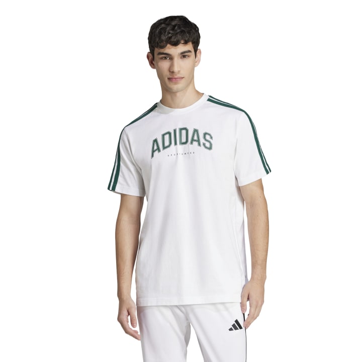 adidas Codes Collegiate Linear Graphic Tee Ανδρικό Κοντομάνικο Λευκό / Πράσινο