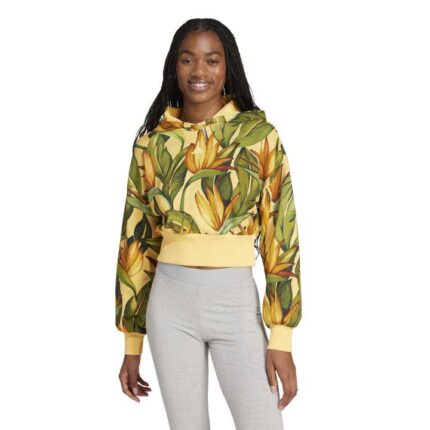 adidas x FARM Hoodie Γυναικείο Φούτερ με Κουκούλα Κίτρινη / Πράσινη