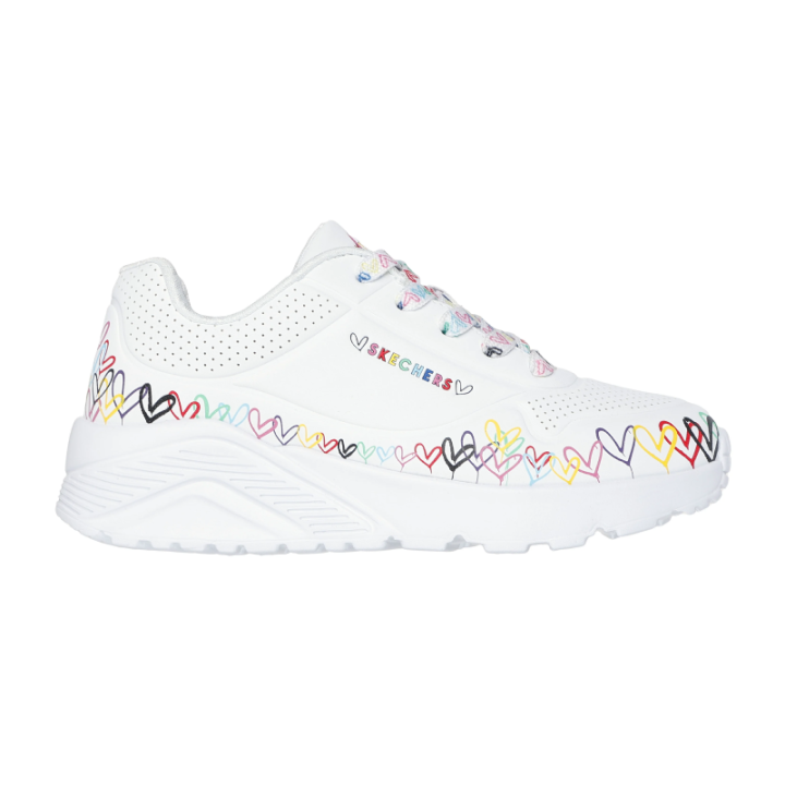 Skechers x JGoldcrown UNO Lite - Heart Daze Παιδικά Sneakers με Καρδιές Λευκά