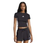 adidas Essentials 3-Stripes Slim Baby Tee Γυναικείο Κοντομάνικο Crop Μαύρο