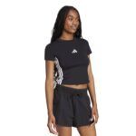 adidas Essentials 3-Stripes Slim Baby Tee Γυναικείο Κοντομάνικο Crop Μαύρο