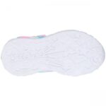 Skechers Unicorn Charmer - Lil Heart Sparkles Βρεφικά Sneakers με Φωτάκια Ασημί / Σιέλ / Ροζ