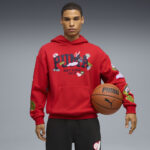 Puma Hooper Hotline Pullover Hooded Ανδρική Φούτερ Μπλούζα με Κουκούλα Κόκκινη
