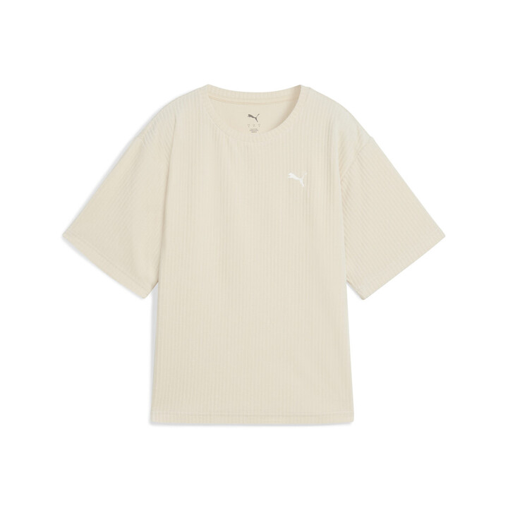Puma Ess Elevated Relaxed Velour Rib Tee Γυναικεία Κοντομάνικη Εκρού