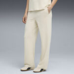 Puma Ess Elevated Velour Rib Straight Leg Pants Γυναικείo Παντελόνι Εκρού