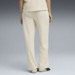 Puma Ess Elevated Velour Rib Straight Leg Pants Γυναικείo Παντελόνι Εκρού