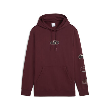 Puma Ess Logo Lab Execution FL Hoodie Ανδρική Φούτερ Μπλούζα με Κουκούλα Μπορντό