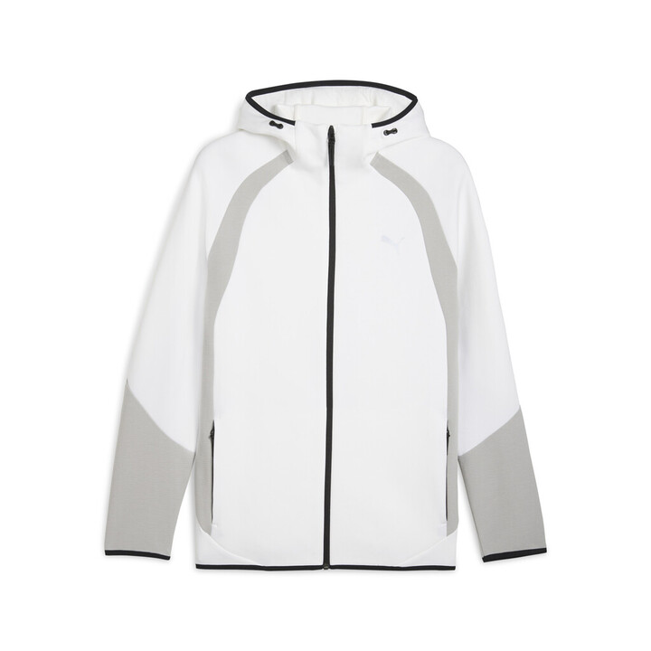 Puma Evostripe Full-Zip Hoodie DK Ανδρική Ζακέτα Λευκή / Γκρι