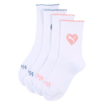 Puma Scallop Edge Socks 2P Kάλτσες Λευκές με Σομόν / Γαλάζιο