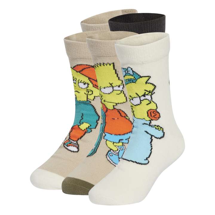 adidas x The Simpsons 5 Pair Pack Kids Socks Παιδικές Kάλτσες Μπεζ / Εκρού / Μαύρες
