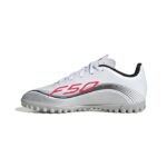 adidas F50 Messi Club Turf Παιδικά Ποδοσφαιρικά Παπούτσια με Σχάρα Λευκά / Ασημί