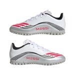 adidas F50 Messi Club Turf Παιδικά Ποδοσφαιρικά Παπούτσια με Σχάρα Λευκά / Ασημί