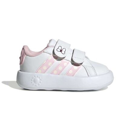 adidas x Disney Minnie Mouse Grand Court Shoes Βρεφικά Sneakers με Σκρατς Λευκά / Ροζ