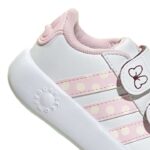 adidas x Disney Minnie Mouse Grand Court Shoes Βρεφικά Sneakers με Σκρατς Λευκά / Ροζ