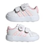 adidas x Disney Minnie Mouse Grand Court Shoes Βρεφικά Sneakers με Σκρατς Λευκά / Ροζ