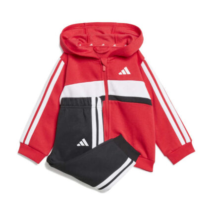adidas Essentials Tiberio 3-Stripes Fleece Track Suit Kids Βρεφικό Σετ με Ζακέτα Κόκκινο / Μαύρο
