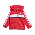 adidas Essentials Tiberio 3-Stripes Fleece Track Suit Kids Βρεφικό Σετ με Ζακέτα Κόκκινο / Μαύρο