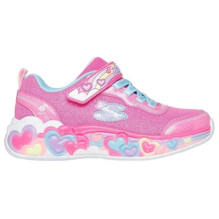 Skechers Eternal Heart Lights - Ton of Love Παιδικά Sneakers με Φωτάκια Φουξ / Σιελ