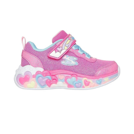 Skechers Eternal Heart Lights - Ton of Love Βρεφικά Sneakers με Φωτάκια Φουξ / Σιελ