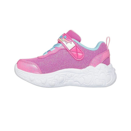 Skechers Eternal Heart Lights - Ton of Love Βρεφικά Sneakers με Φωτάκια Φουξ / Σιελ