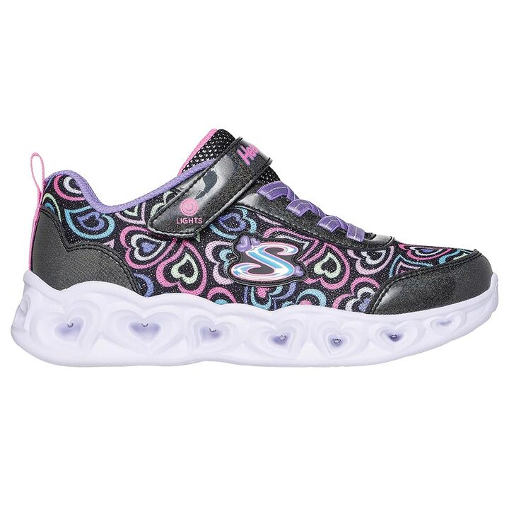 Skechers Heart Lights - Boogie Love Παιδικά Παπούτσια Τρεξίματος Με Σκρατς Μαύρα / Mωβ / Φουξ