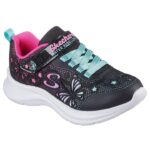 Skechers Jumpsters 2.0 - Butterfly Flush Παιδικά Παπούτσια Τρεξίματος Με Σκρατς Μαύρα / Σιελ / Φουξ