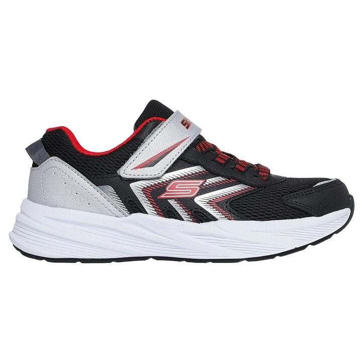 Skechers Microspec Tread Παιδικά Παπούτσια Τρεξίματος Με Σκρατς Μαύρα / Ασημί / Κόκκινο