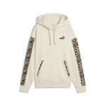 Puma Ess Graphic Animal Comfort Hoodie FL Γυναικείο Φούτερ με Κουκούλα Μπεζ / Λεοπάρ