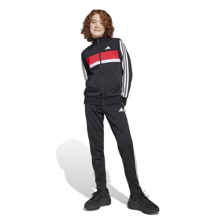 adidas Seasonal Essentials Tiberio 3-Stripes Tricot Track Suit Kids Παιδικό Σετ Μαύρο / Κόκκινο