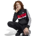 adidas Seasonal Essentials Tiberio 3-Stripes Tricot Track Suit Kids Παιδικό Σετ Μαύρο / Κόκκινο