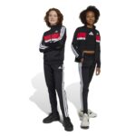 adidas Seasonal Essentials Tiberio 3-Stripes Tricot Track Suit Kids Παιδικό Σετ Μαύρο / Κόκκινο