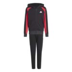 adidas Seasonal Essentials Colorblock Track Suit Kids Παιδικό Σετ με Κουκούλα Μαύρο / Κόκκινο