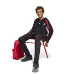adidas Seasonal Essentials Colorblock Track Suit Kids Παιδικό Σετ με Κουκούλα Μαύρο / Κόκκινο