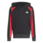 adidas Seasonal Essentials Colorblock Track Suit Kids Παιδικό Σετ με Κουκούλα Μαύρο / Κόκκινο