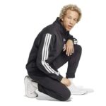 adidas Sportswear Basic 3-Stripes Fleece Track Suit νδρικό Σετ Φόρμας με Ζακέτα Μαύρο
