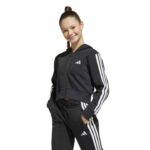 adidas Essentials Full-Zip Hoodie Kids Παιδική Ζακέτα Μαύρη Με Άσπρες Ρίγες