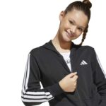 adidas Essentials Full-Zip Hoodie Kids Παιδική Ζακέτα Μαύρη Με Άσπρες Ρίγες