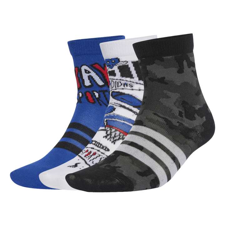 adidas Logo 3 Pairs Per Pack Socks Kids Βρεφικές Κάλτσες Μπλέ / Λευκές / Μαύρες