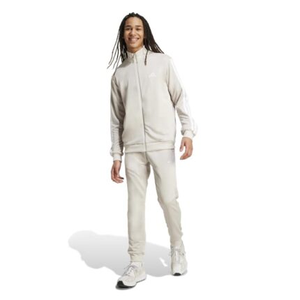 adidas Sportswear Basic 3-Stripes French Terry Track Suit Ανδρικό Σετ Φόρμας με Ζακέτα Μπεζ