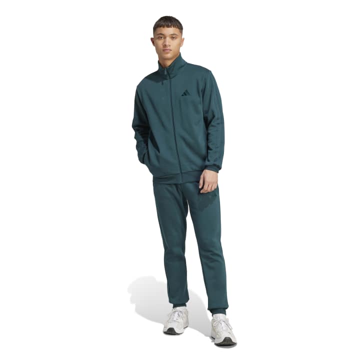 adidas Sportswear Basic 3-Stripes Fleece Track Suit Ανδρικό Σετ Φόρμας με Ζακέτα Πράσινο