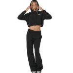 Body Action Wide-Leg Sweatpants Black Γυναικείο Πανελόνι Ίσιο Μαύρο