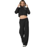 Body Action Wide-Leg Sweatpants Black Γυναικείο Πανελόνι Ίσιο Μαύρο