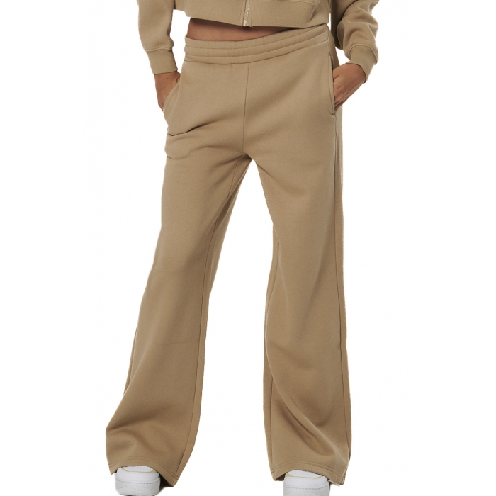 Body Action Wide-Leg Sweatpants Teak Beige Γυναικείο Πανελόνι Ίσιο Μπεζ