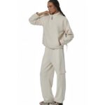 Body Action Wide-Leg Cargo Women's Trousers Salt Ecru Γυναικείο Παντελόνι Εκρού