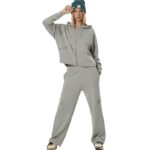 Body Action Wide-Leg Cargo Women's Trousers Fog Green Γυναικείο Παντελόνι Λαδί