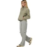 Body Action Wide-Leg Cargo Women's Trousers Fog Green Γυναικείο Παντελόνι Λαδί