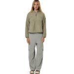 Body Action Wide-Leg Cargo Women's Trousers Fog Green Γυναικείο Παντελόνι Λαδί
