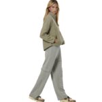 Body Action Wide-Leg Cargo Women's Trousers Fog Green Γυναικείο Παντελόνι Λαδί