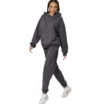 Body Action Relaxed Cotton Terry Hoodie Pinstripe Grey Γυναικείο Φούτερ με Κουκούλα Γκρι