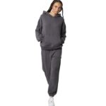 Body Action Relaxed Cotton Terry Hoodie Pinstripe Grey Γυναικείο Φούτερ με Κουκούλα Γκρι